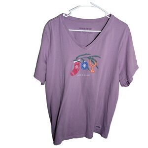 Life Is Good T-Shirt Women's XXXL Crusher Purple Short Sleeve Christmas Shirt